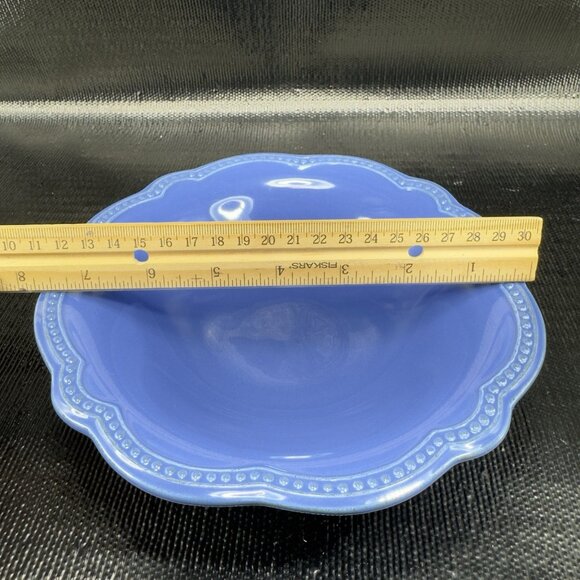 Pierre Deux Blue Ceramic Deep Dish Bowls Set 4 Beaded Edges Bowls Portugal VTG - Picture 3 of 16